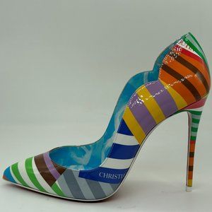 Christian Louboutin Hot Chick 100 Multicolor Striped Heels